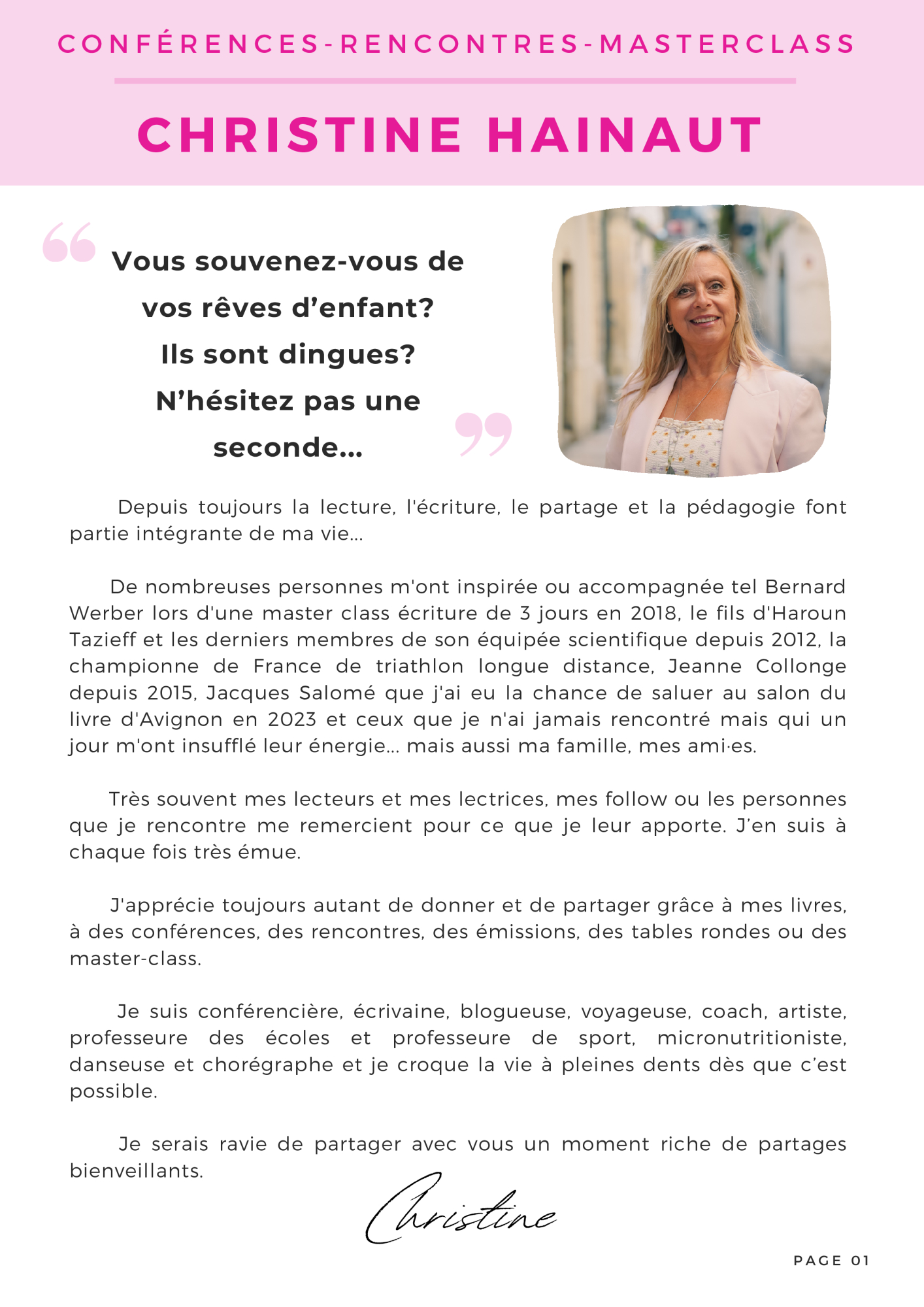 Cliquez l'image pour feuilleter Christine Hainaut : conférences-mars 24